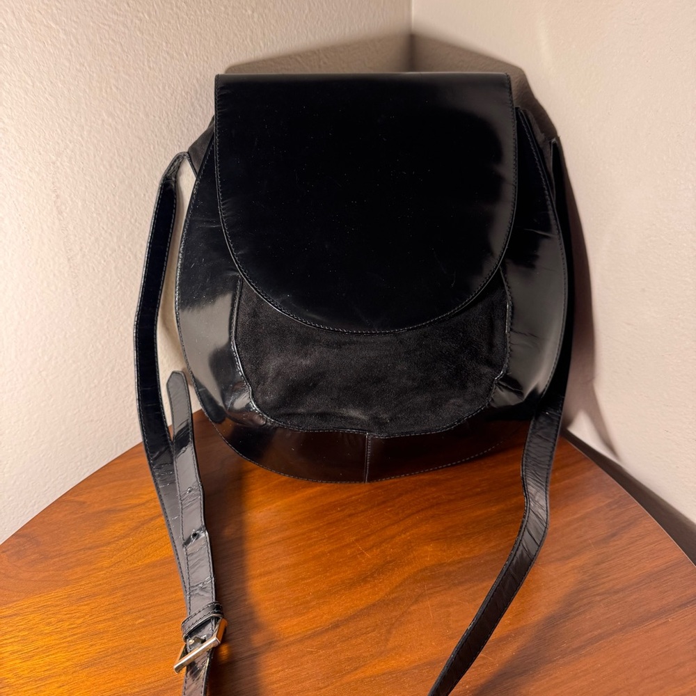 Black Women's Leather and Suede Crossbody Bag